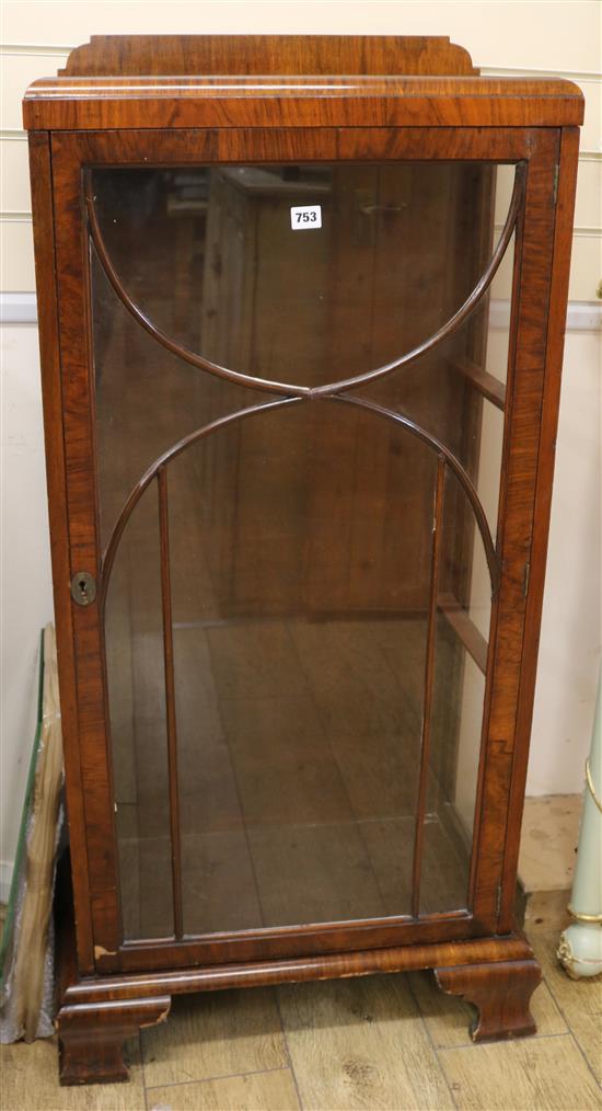 A walnut display cabinet, H.126cm